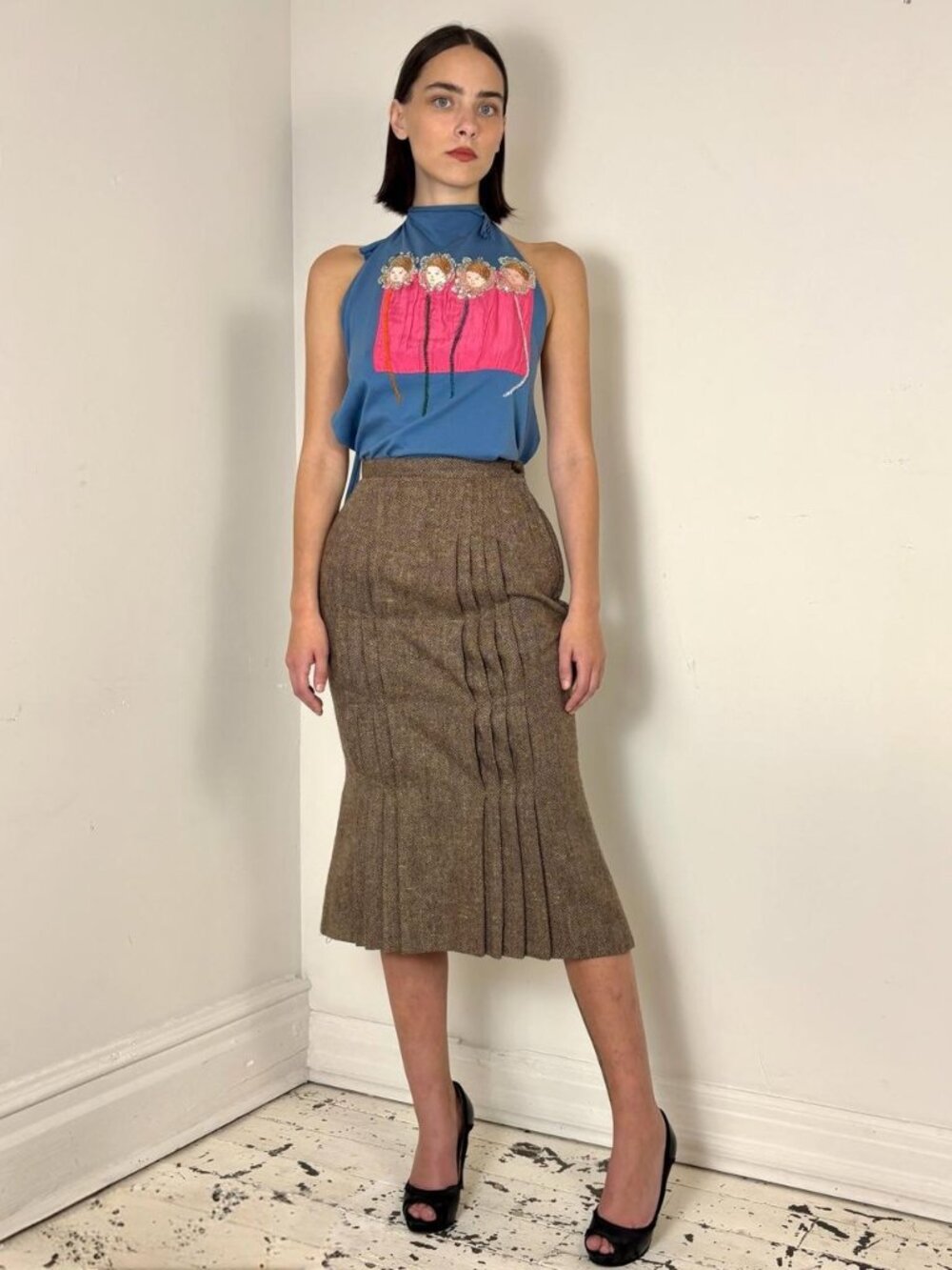 1990s 20471120 Padded Derriere Wool Sculptural Skirt